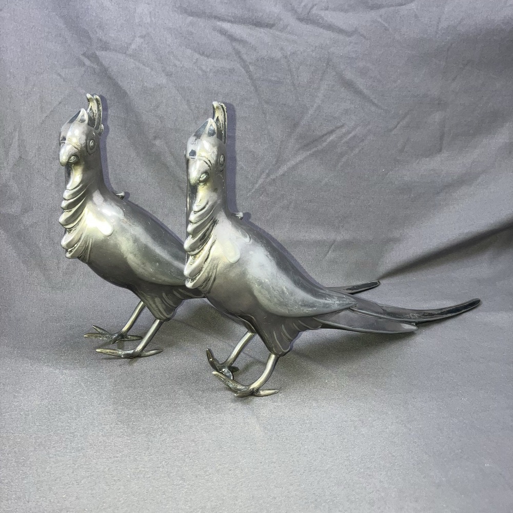 2‎ - Vintage Pheasant/Peacock / WB MFG 2256 USA / Large Metal Figurines / Flaws